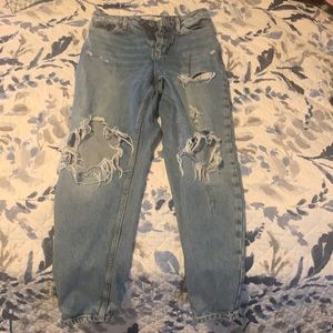Topshop Light Blue Distressed Ankle Jeans